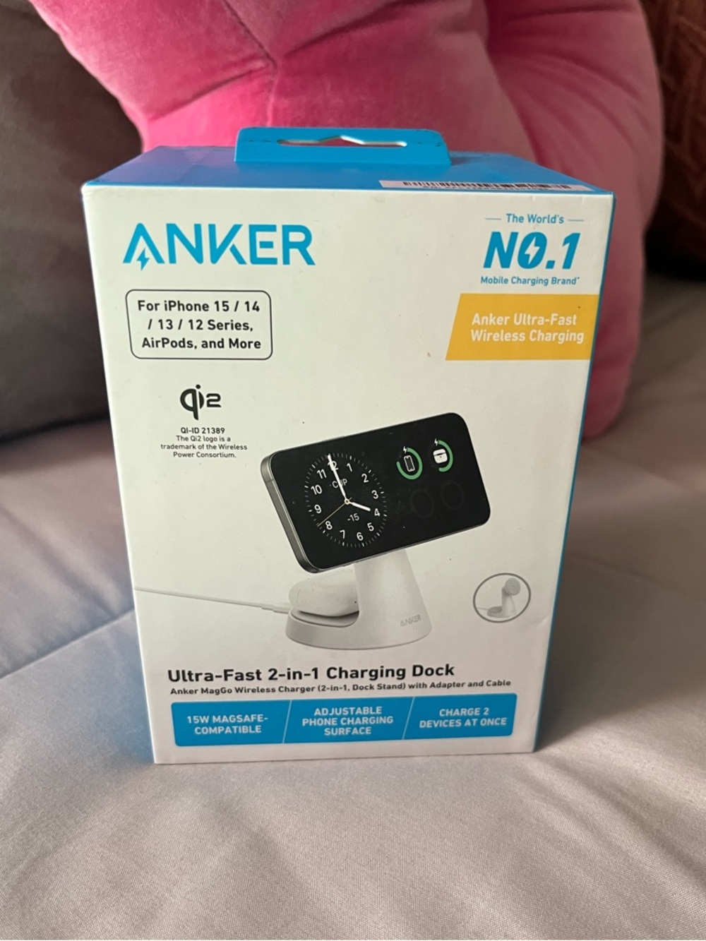 Anker MagGo Ultra-Fast 2-in-1 Wireless Charging Doc | NIB